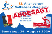 Eine weitere Veranstaltung wird abgesagt – Der 12. Altenberger Volksbank-Berglauf am 29. August 2020 findet nicht statt