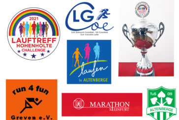 Marathon Steinfurt gewinnt die 1. Hohenholter Lauftreff-Challenge, Altenberge mit der höchsten Teilnehmerzahl auf dem zweiten Platz